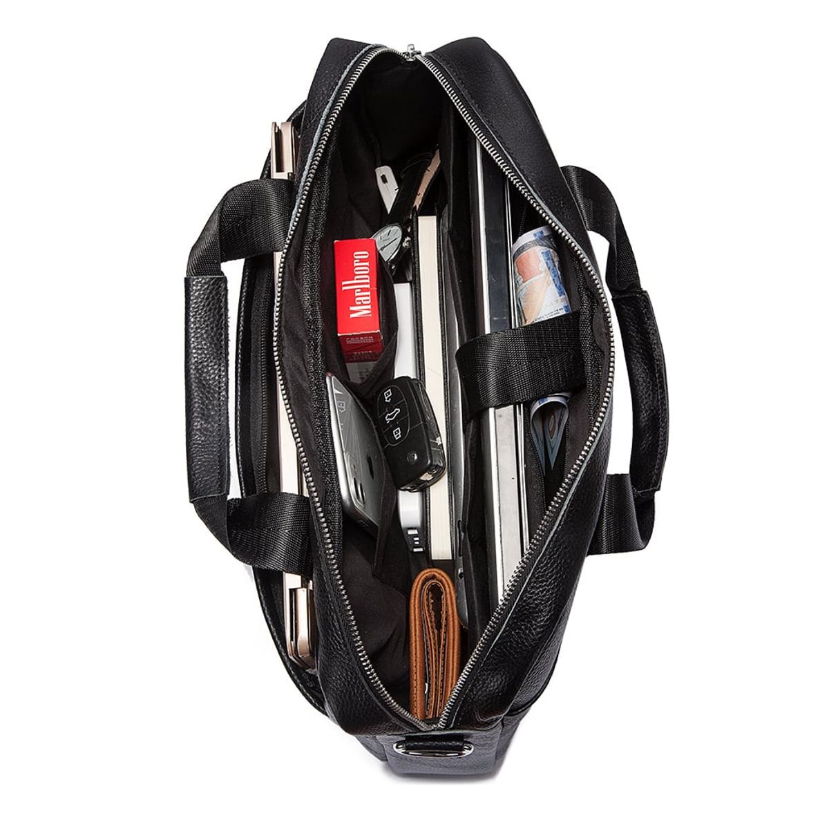 ARMUZ - Maletín de cuero vacuno ZEUS MH509 Para Laptop 14