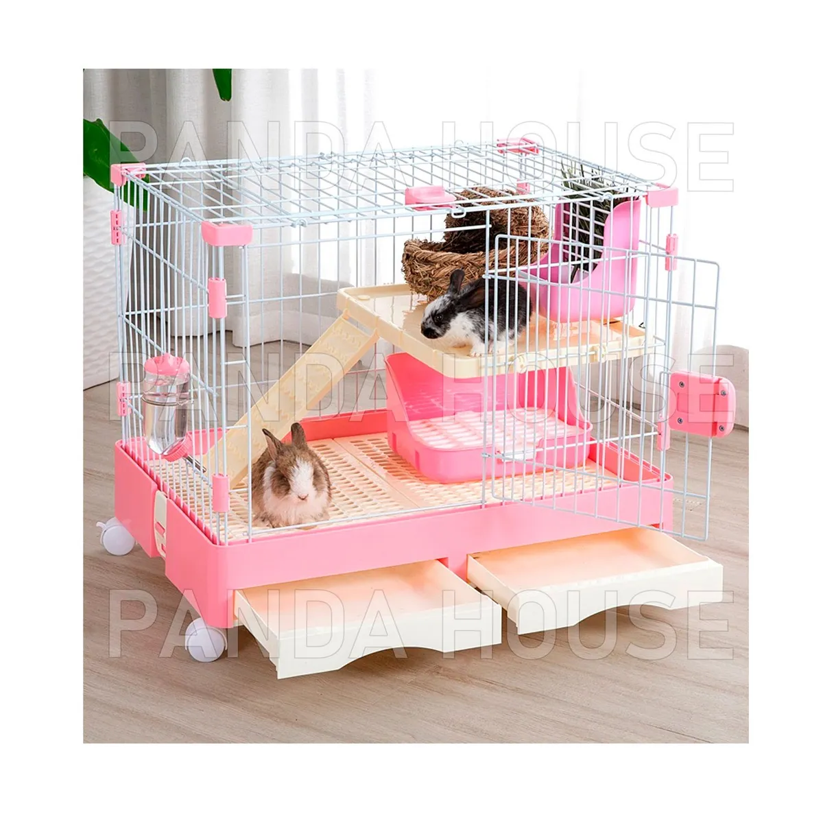 SM - JAULA PARA CONEJOS ROSADO