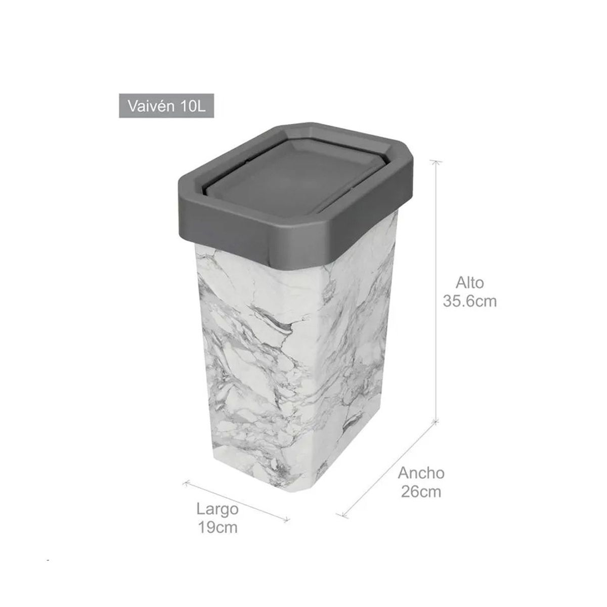 DISA SOLUCIONES ECOEFICIENTES - PAPELERA VAIVEN 10 LTS MARMOL