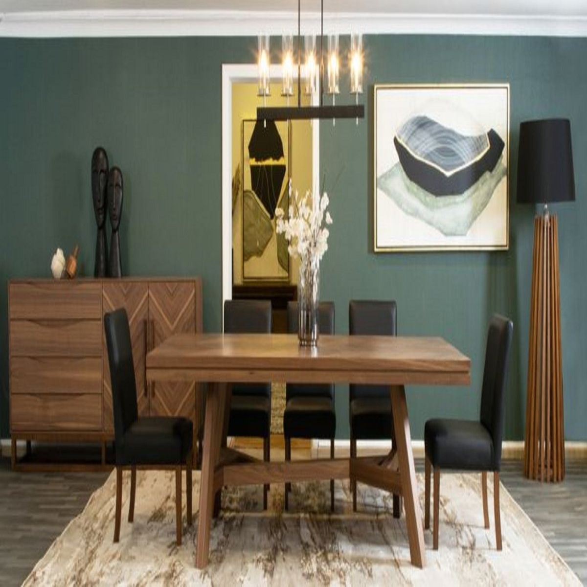 DMUEBLES - Comedor Dmuebles 6 sillas Veliero - Negro/Nogal