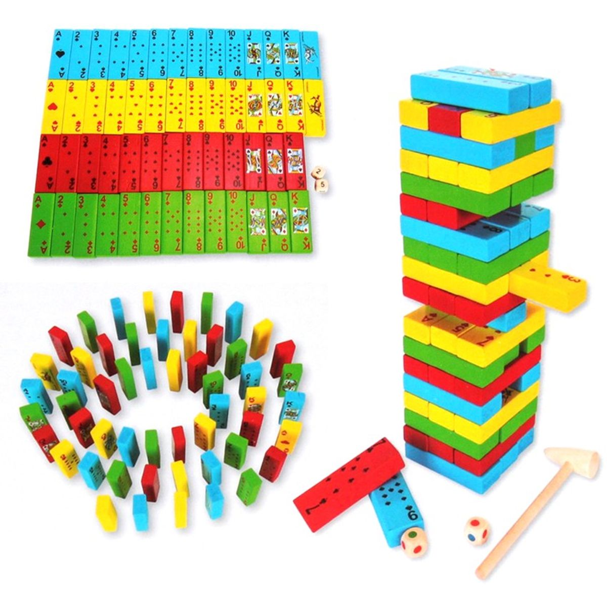 GENERICO - Jenga Poker Dominó Educativo De Madera