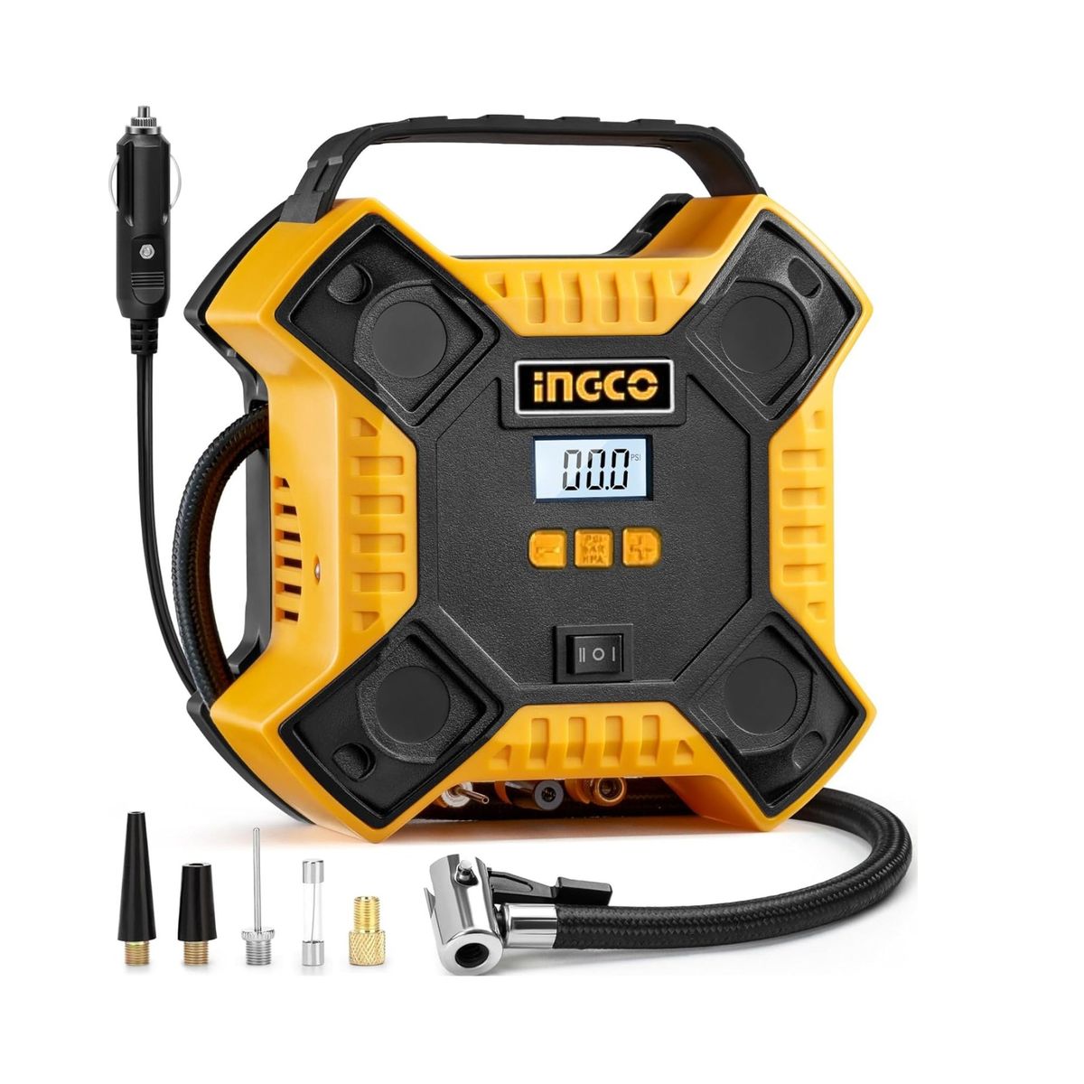 INGCO TOOLS - Inflador Compresor Aire portátil para auto 12V con luz LED