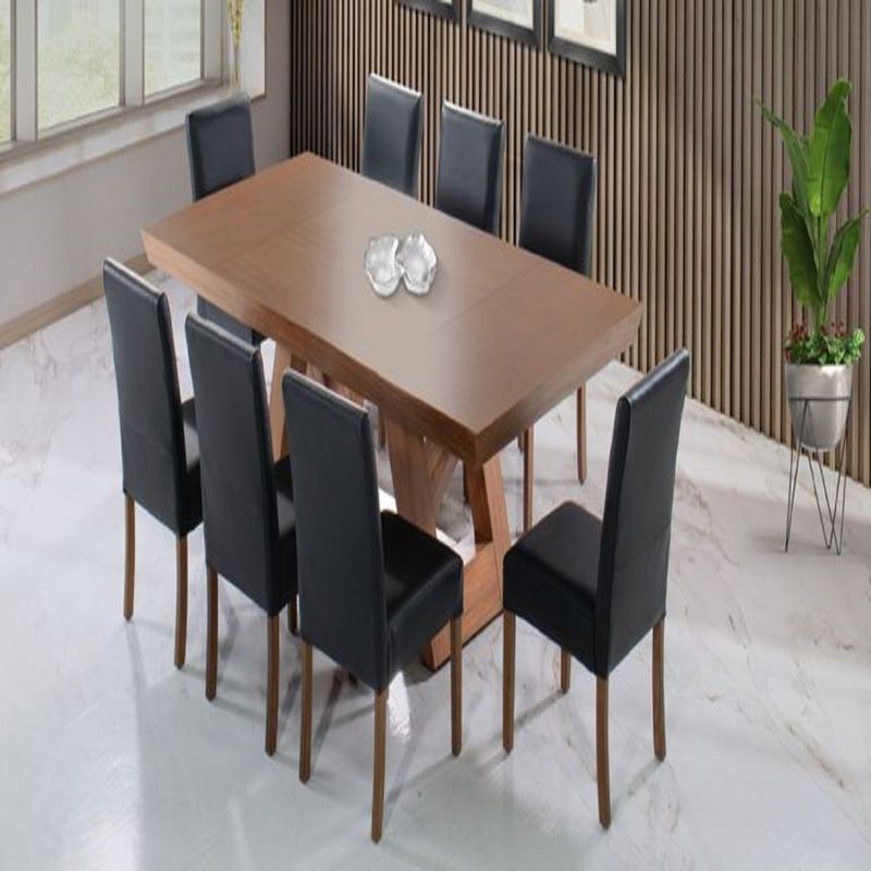 DMUEBLES - Comedor Dmuebles 8 sillas Matera - Negro/Nogal