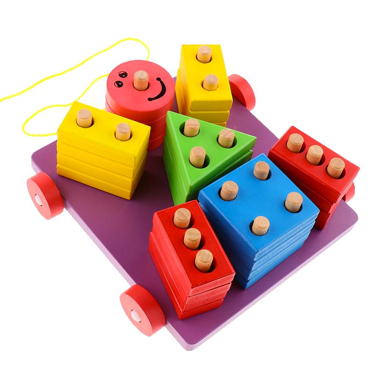 GENERICO - Carrito Madera Plantado x 7 Figuras Geometricas