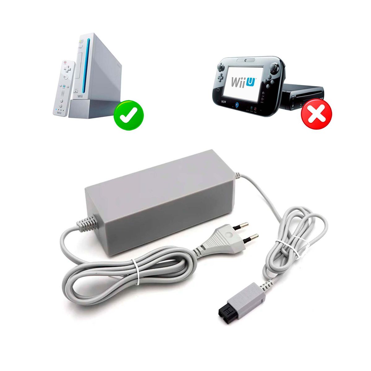 GENERICO - Fuente de poder multivoltaje compatible Nintendo Wii