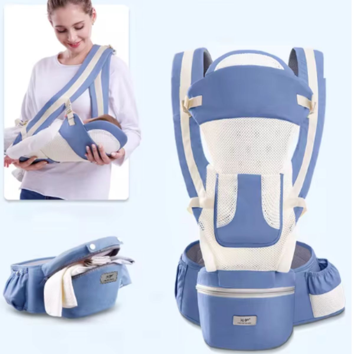 GENERICO - Canguro Ergonómico Bebe 15 en 1 con Guardador en el Asiento