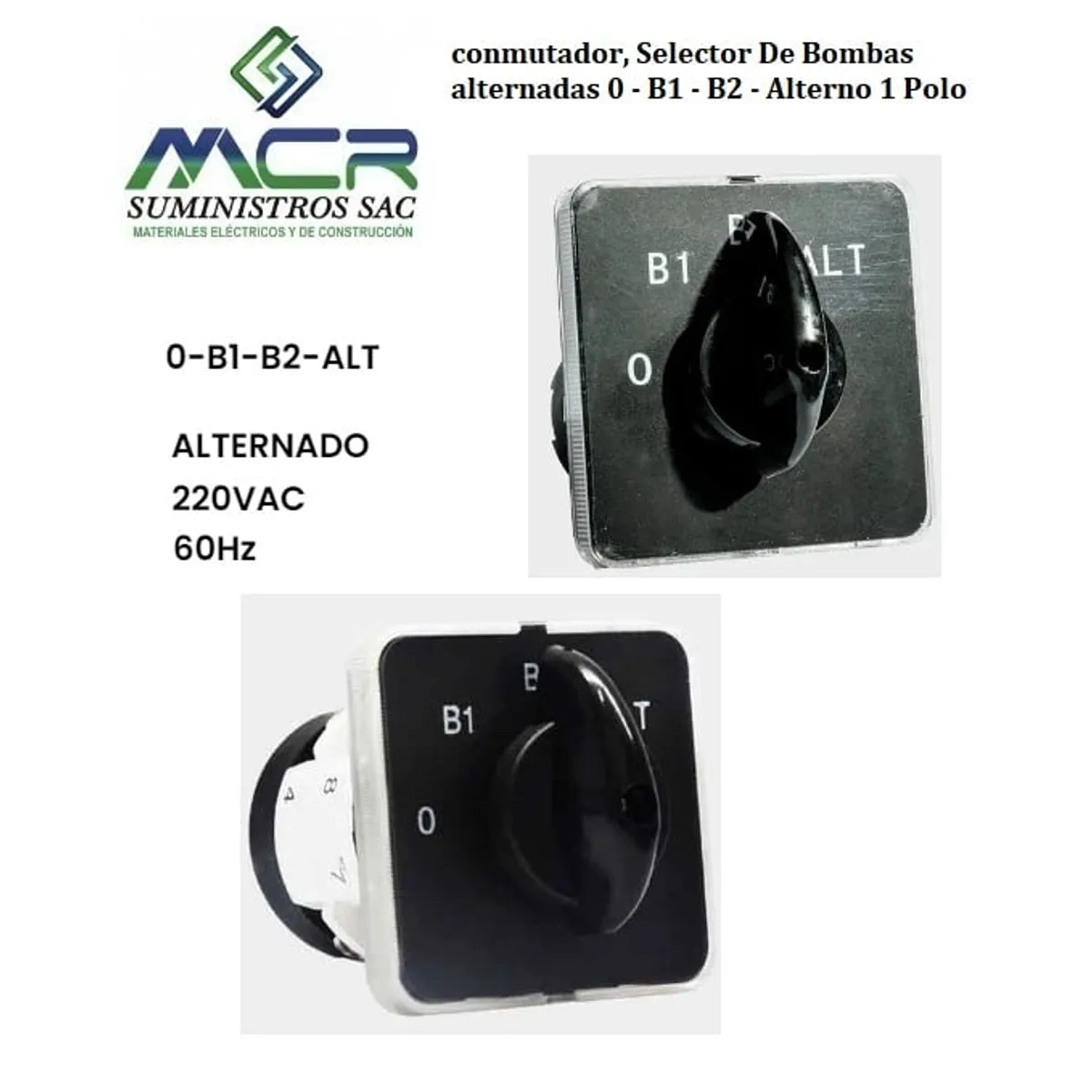 GENERICO - conmutador, Selector De Bombas alternadas 0 - B1 - B2 - Alterno 1Polo