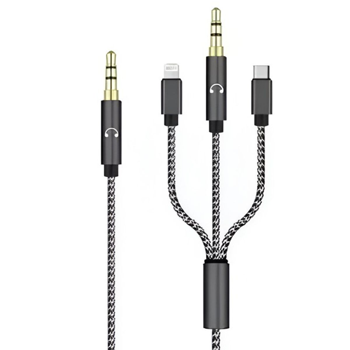 SEISA - Cable De Audio - Universal 3en1 - Para iPhone - Tipo C Y Aux SEISA