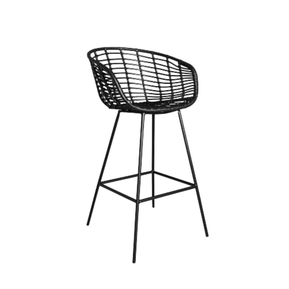 NIHM - Silla Bar Lincon Rattan Black 75 cm