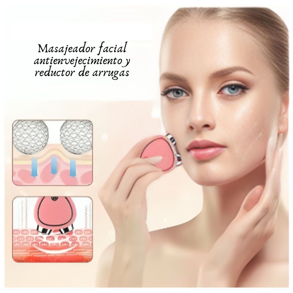 GENERICO - Masajeador Facial con Tecnología de Microcorriente 3D Reductor Arrugas