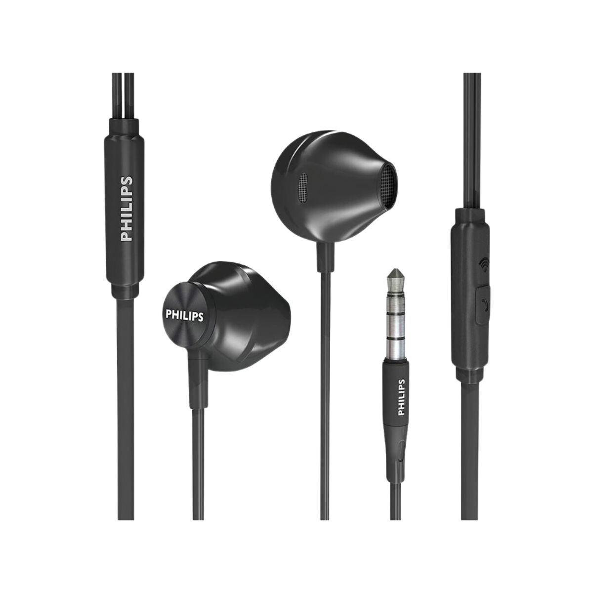 PHILIPS - Audífono 1000 Series TAUE101 Earbud Negro Con Micrófono In-Ear
