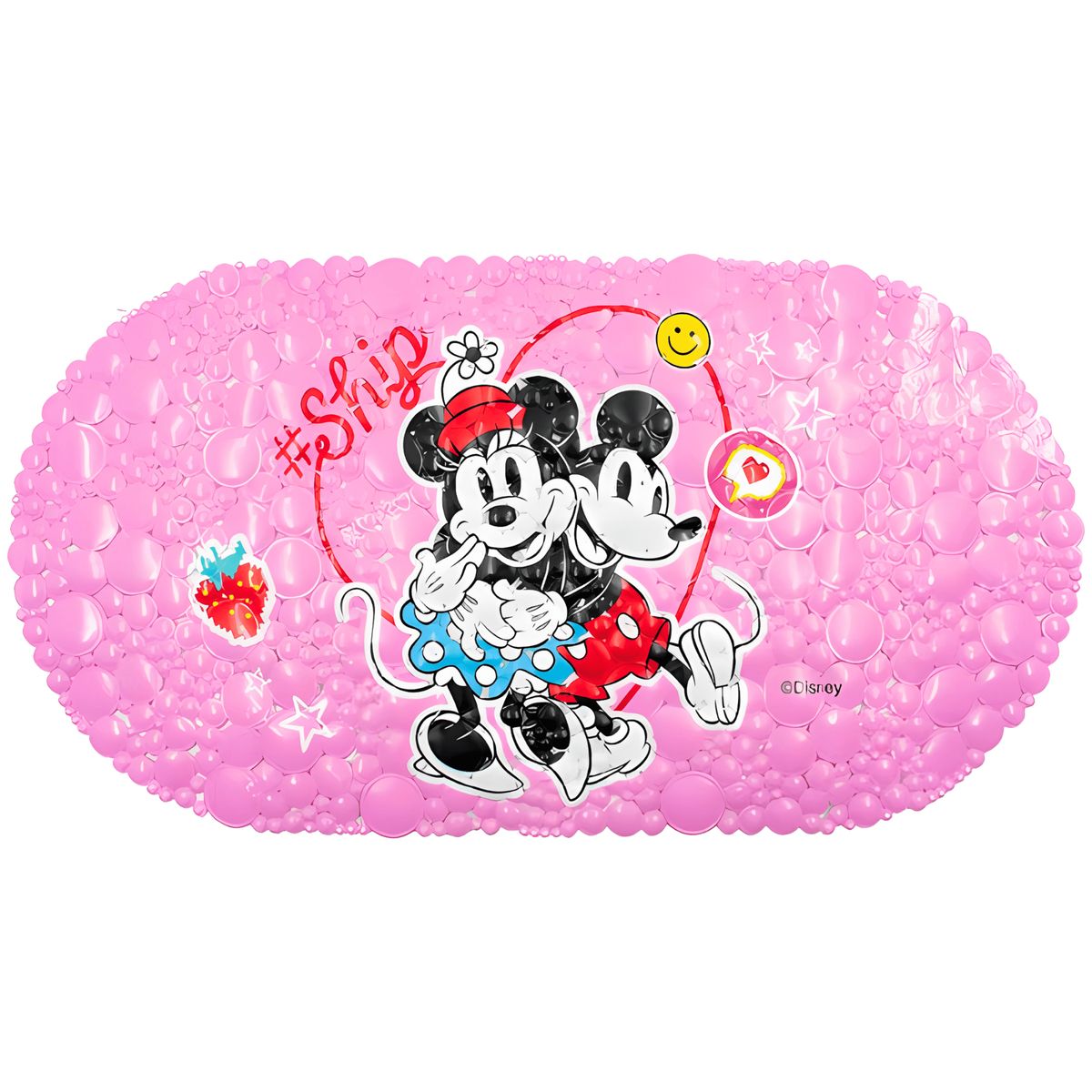 DISNEY - Piso de Baño MICKEY & MINNIE Antideslizante Rosa