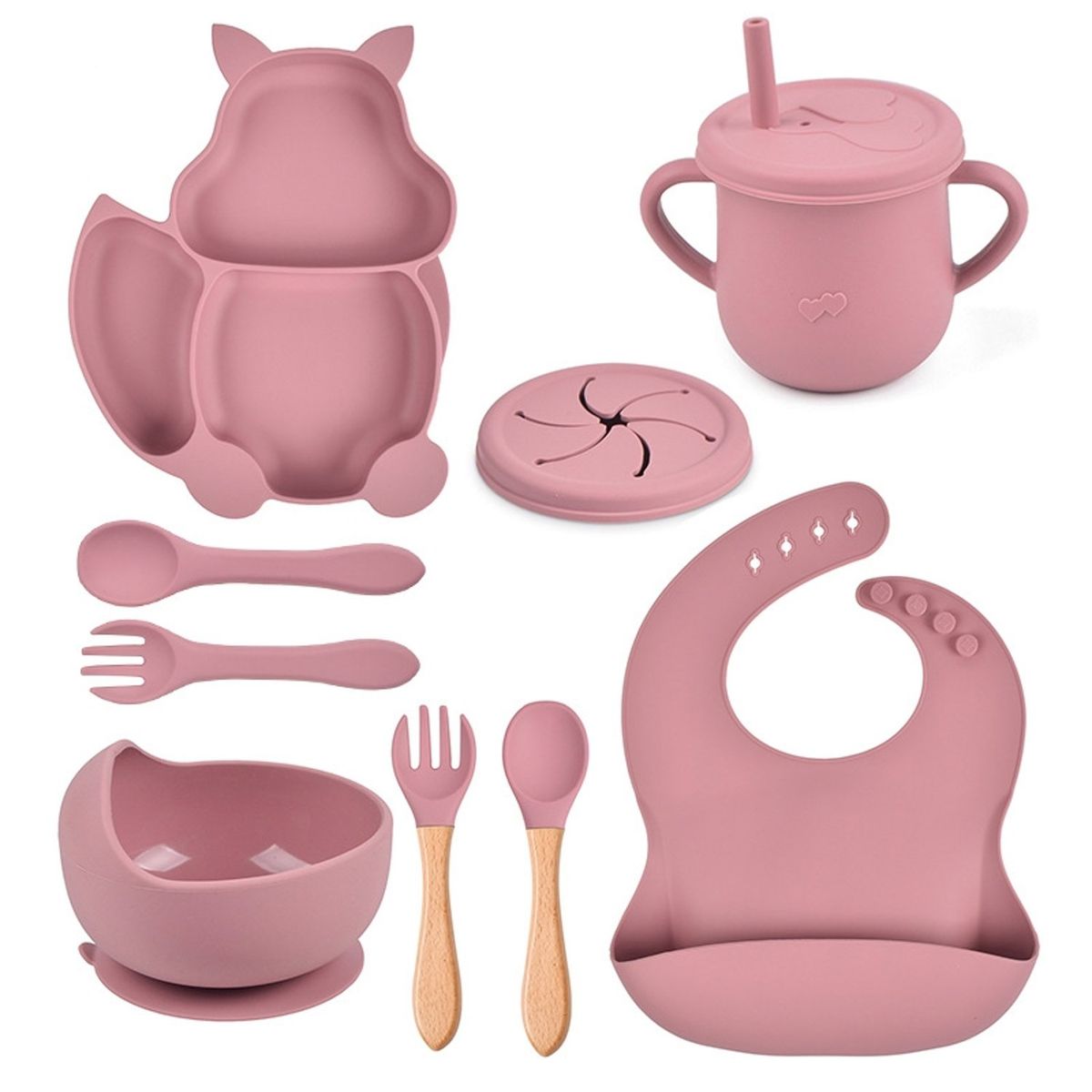 TIOZONEY - Platos De Silicona Bebe Juego De Cubiertos Antideslizante