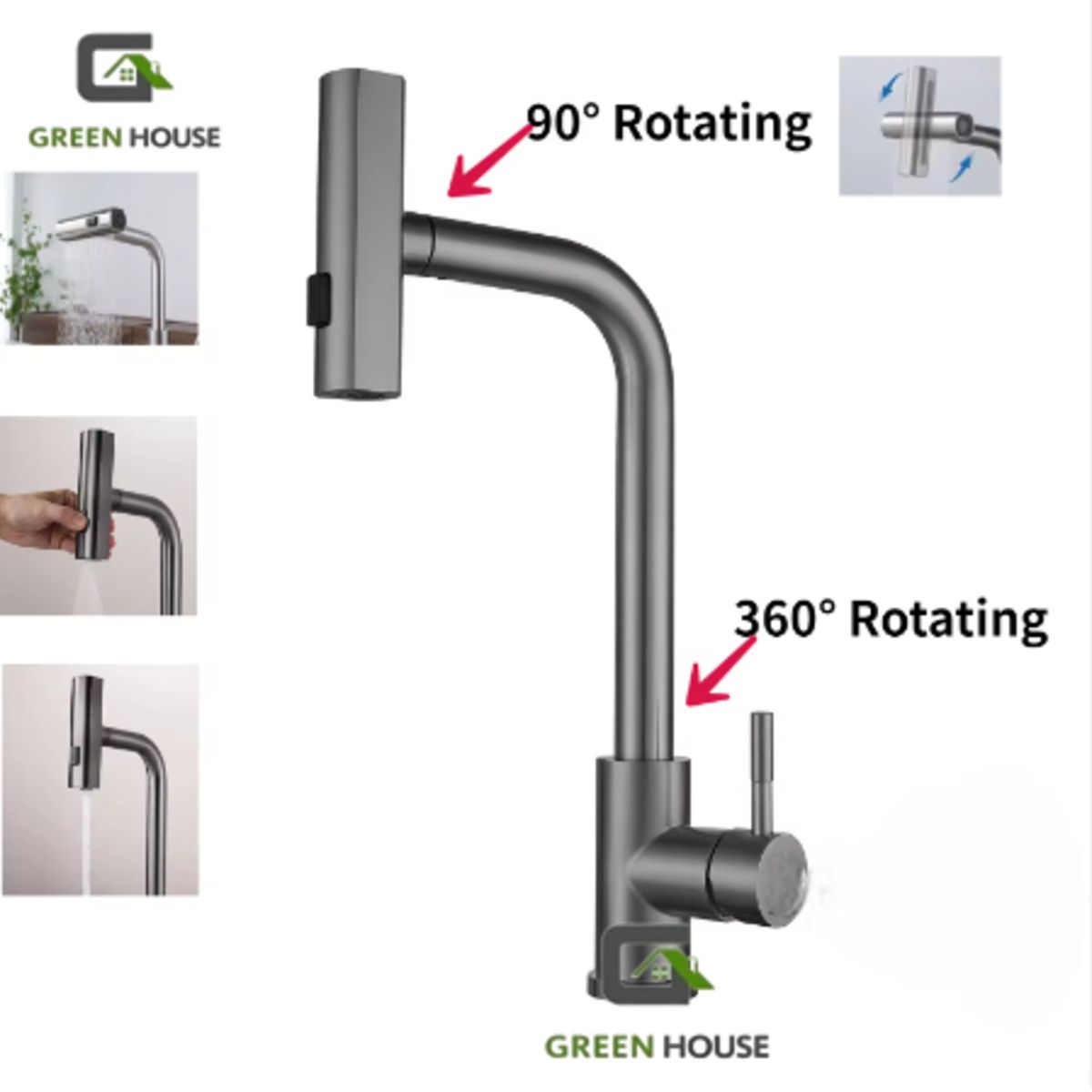 GREEN HOUSE - MEZCLADORA COCINA EUROPEO MULTIFUNCION EXTRAIBLE RETRACTIL