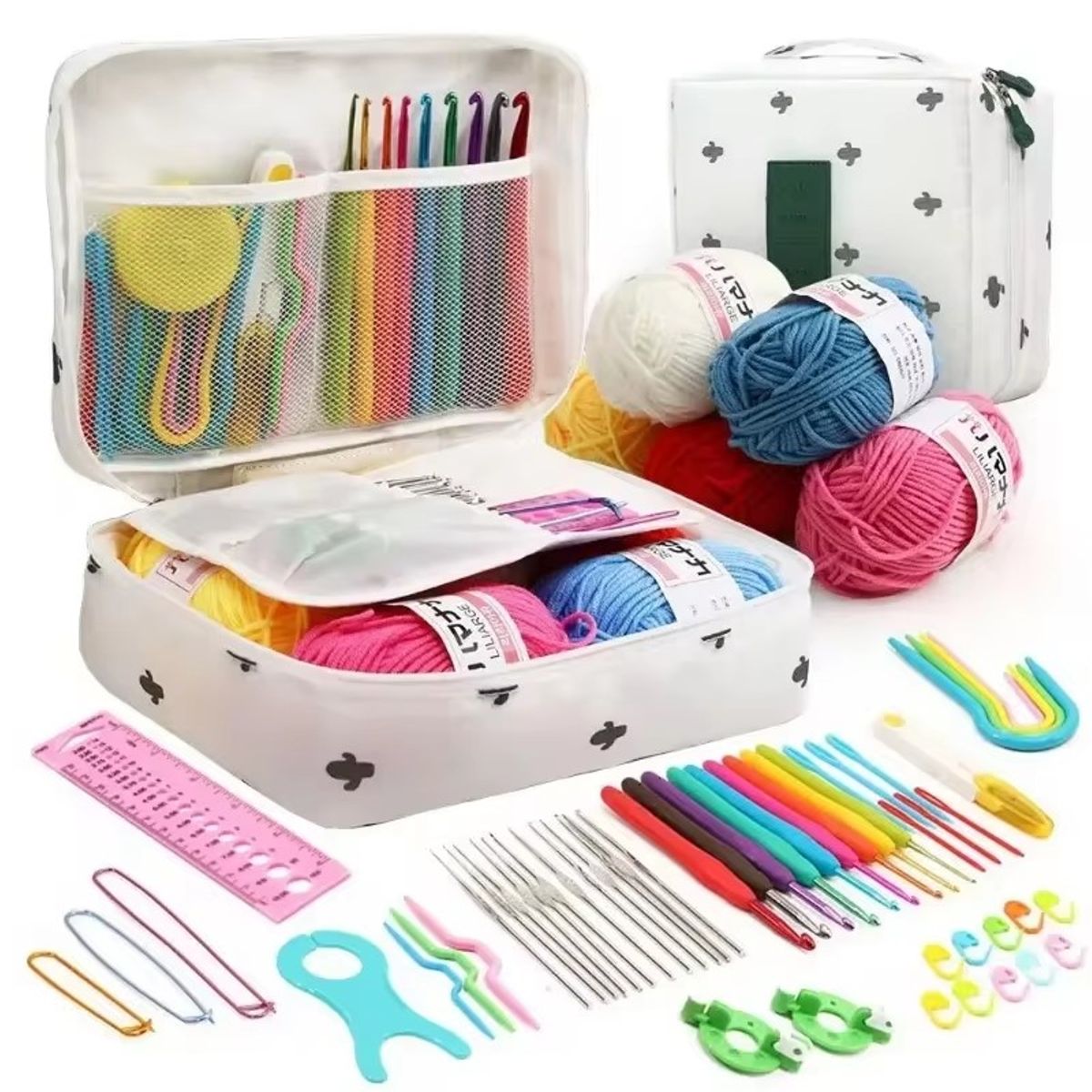 GENERICO - Set De Agujas De Ganchillo Y Accesorios Para Tejer 59 Piezas