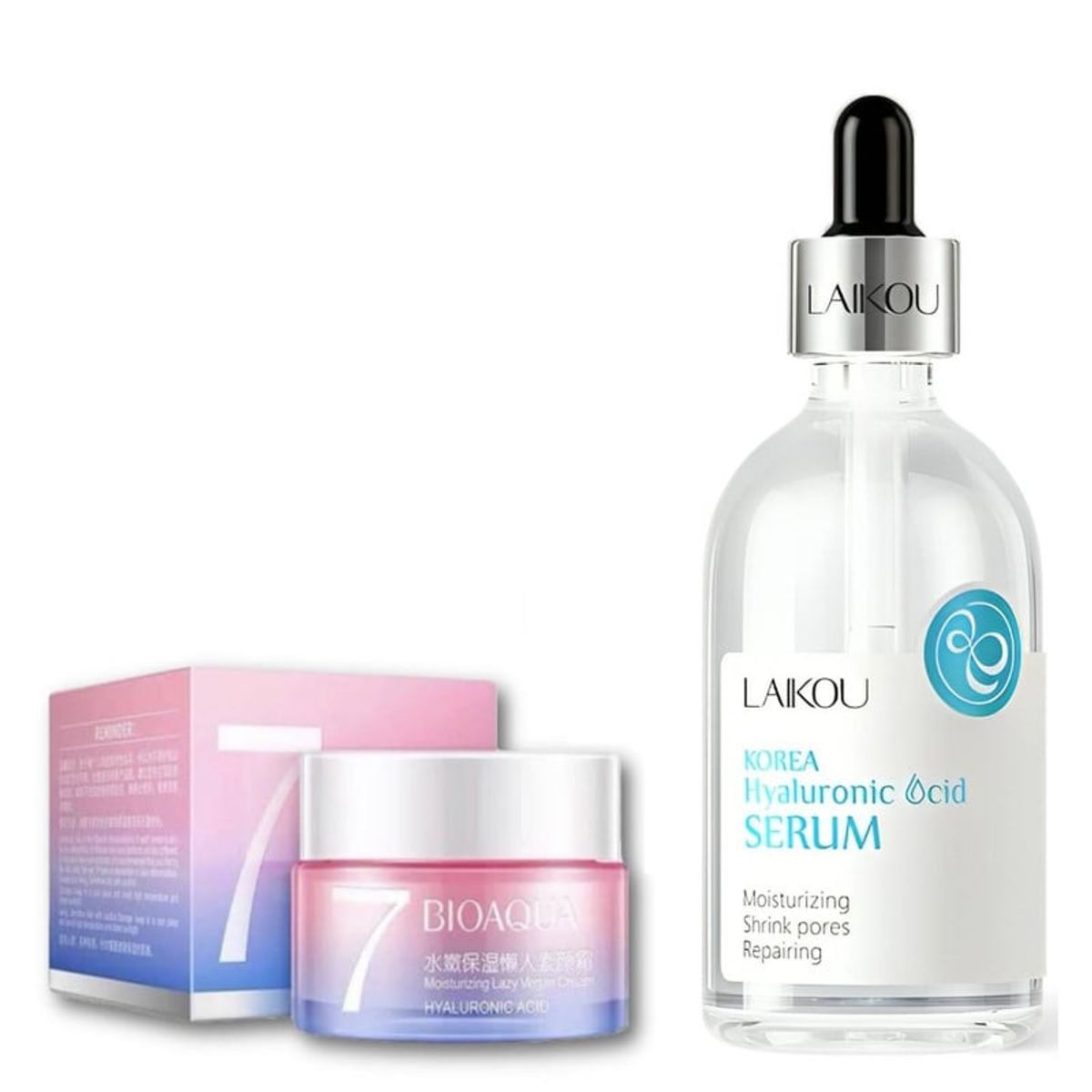 BIOAQUA - PACK CREMA HIDRATANTE V7 Y SERUM ACIDO HIALURONICO LAIKOU