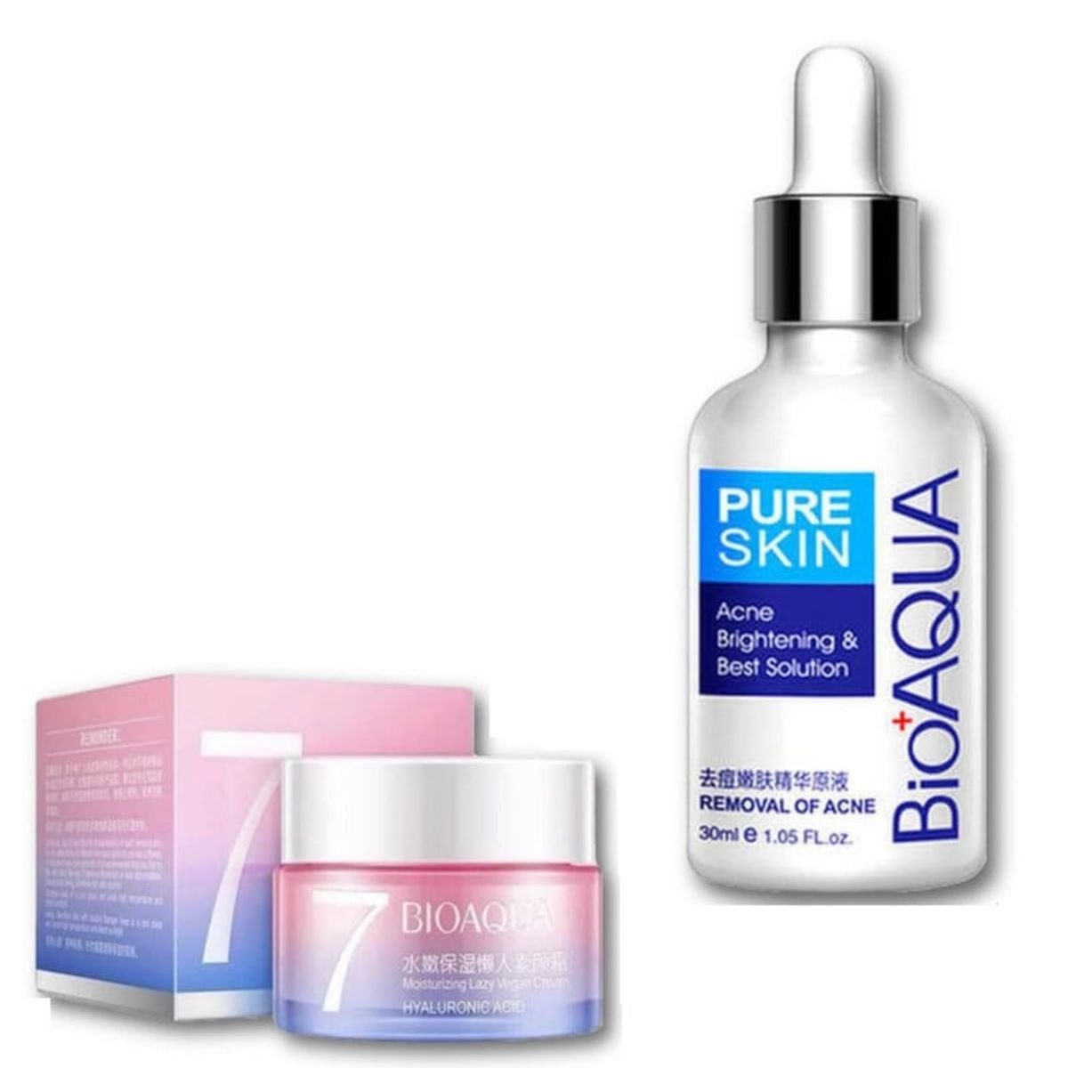 BIOAQUA - PACK CREMA HIDRATANTE V7 Y SERUM ANTI ACNÉ PURE SKIN BIOAQUA