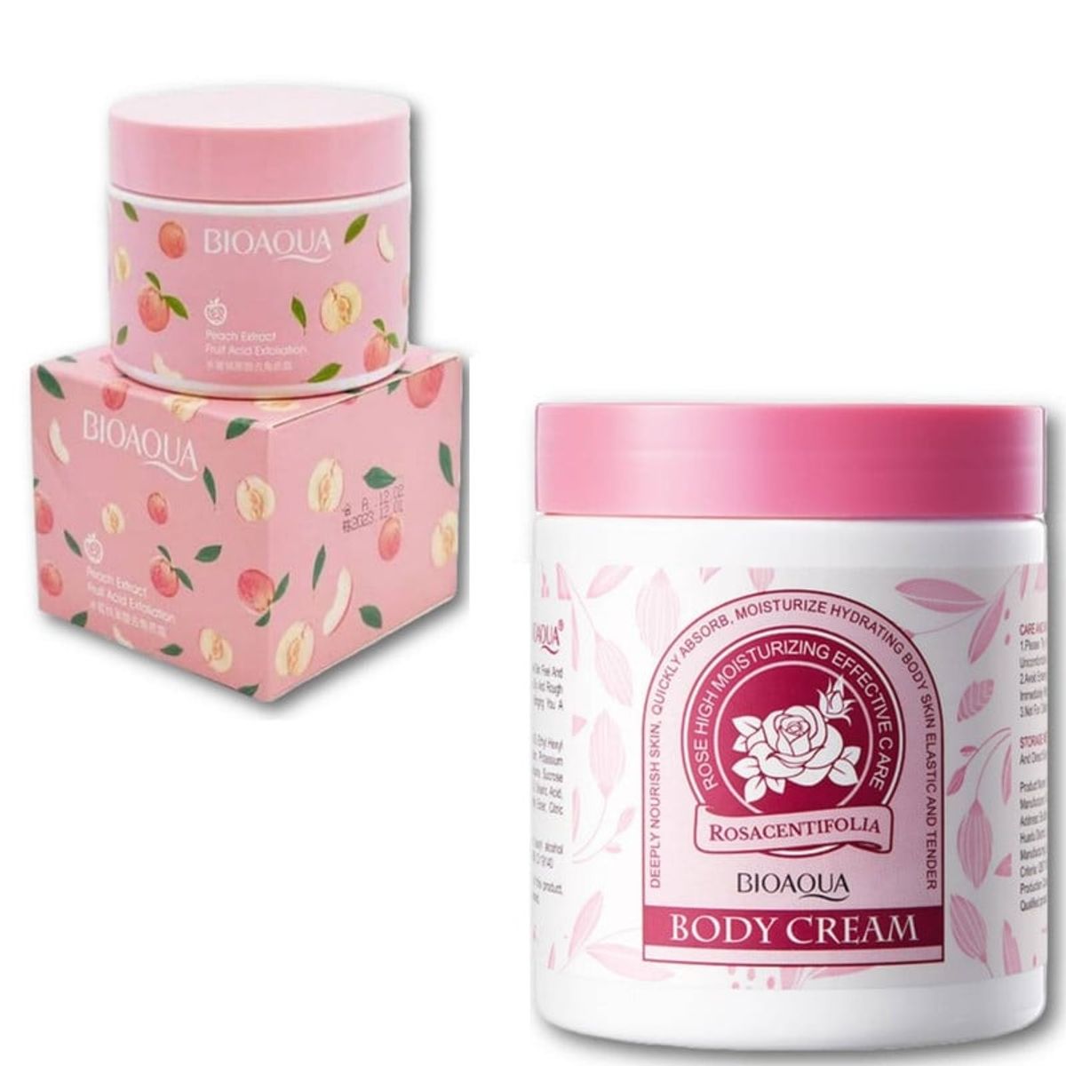 BIOAQUA - PACK CREMA EXFOLIANTE BIOAQUA Y CREMA PARA EL CUERPO ROSAS