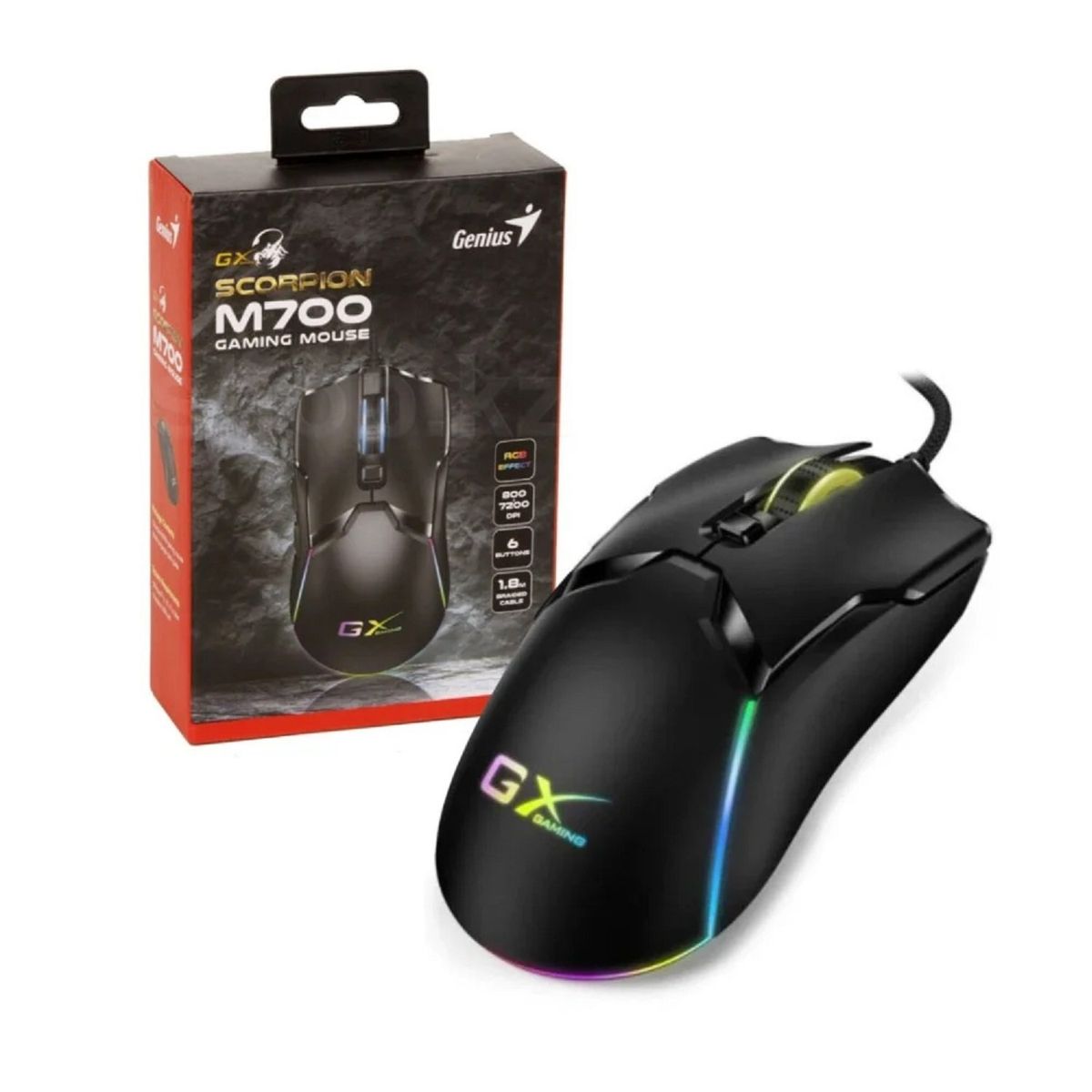 GENIUS - MOUSE GENIUS GXSCORPION M700 7200dpi 6BOT+MEMORIA INTEGRADA RGB BLACK