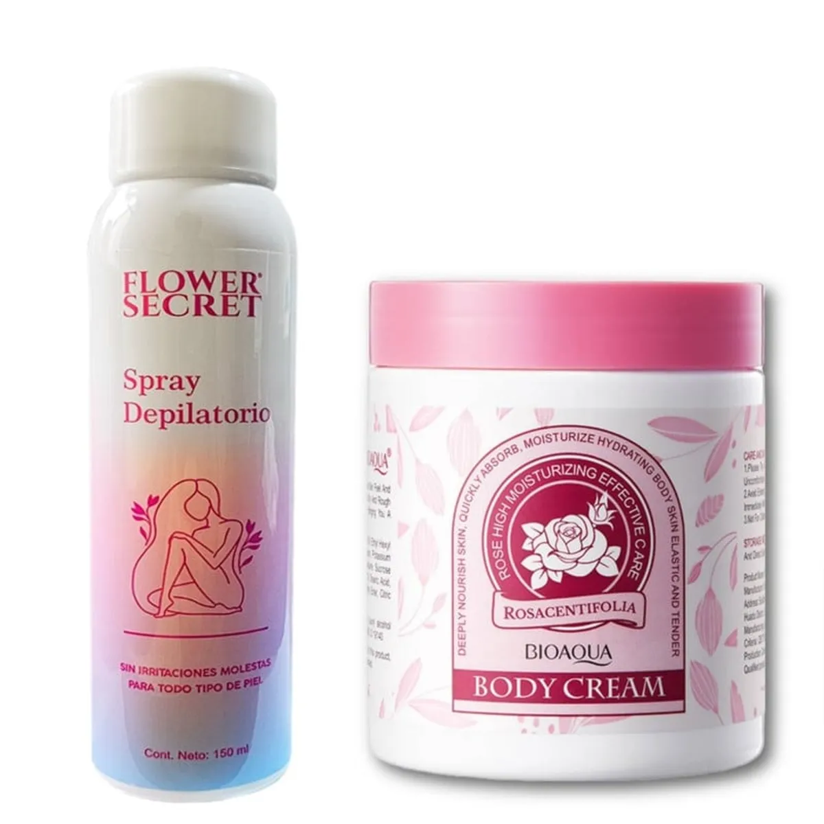 BIOAQUA - PACK CREMA DEPILADORA SPRAY Y CREMA PARA EL CUERPO ROSAS BIOAQUA
