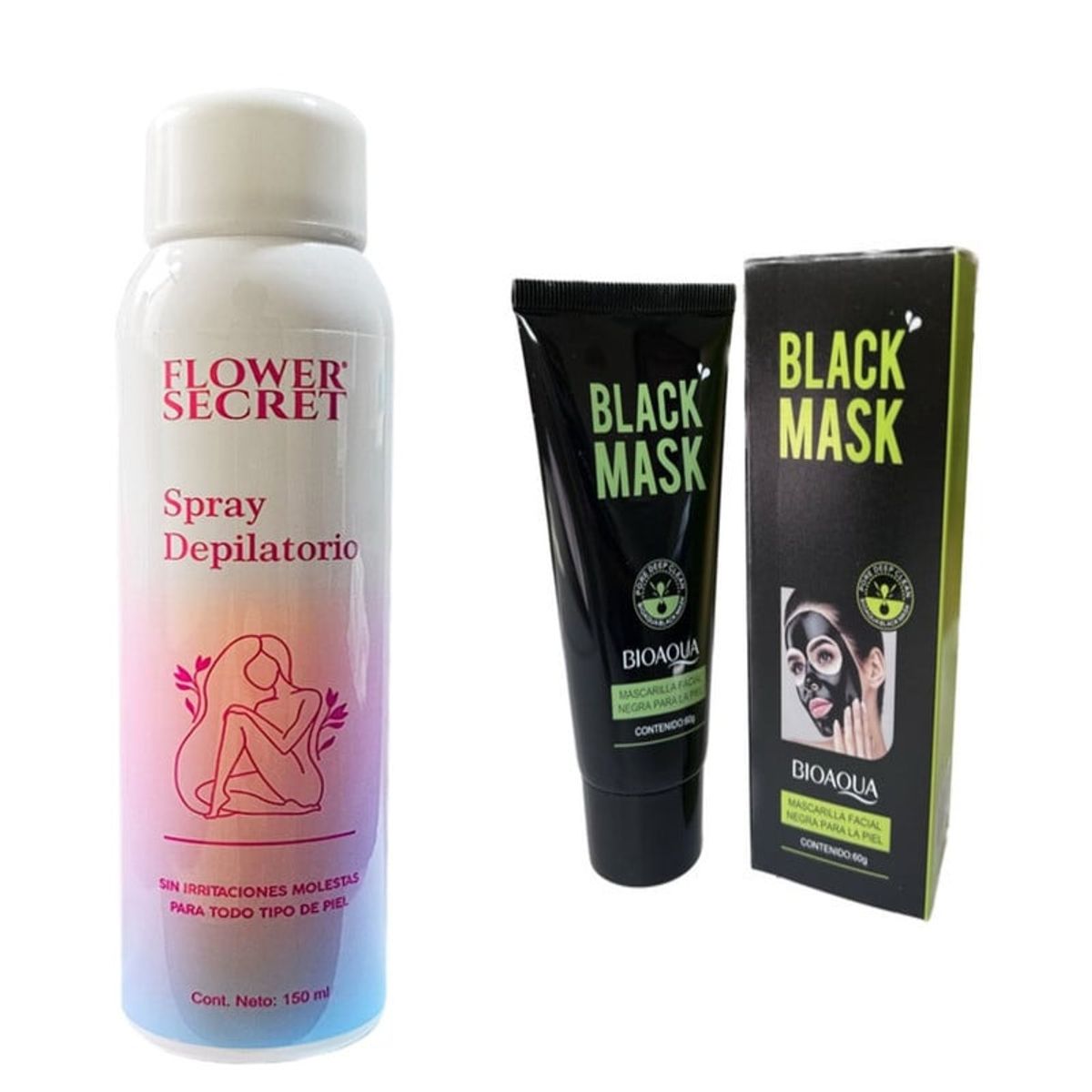 BIOAQUA - PACK CREMA DEPILADORA SPRAY Y MASCARILLA CARBÓN ACTIVO  BIOAQUA