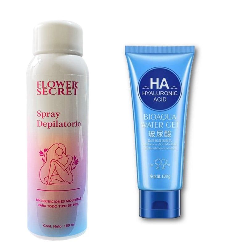 BIOAQUA - PACK CREMA DEPILADORA SPRAY Y LIMPIADOR FACIAL  WATER GET BIOAQUA