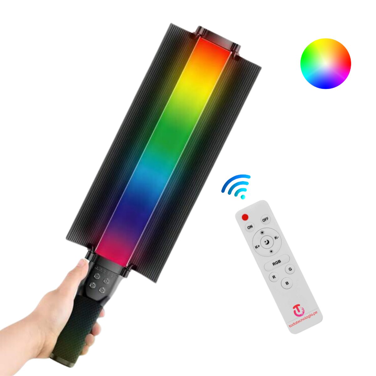 SEISA - Lampara Varita de Luz LED RGB de Mano para Fotos Video Tiktok Vlog
