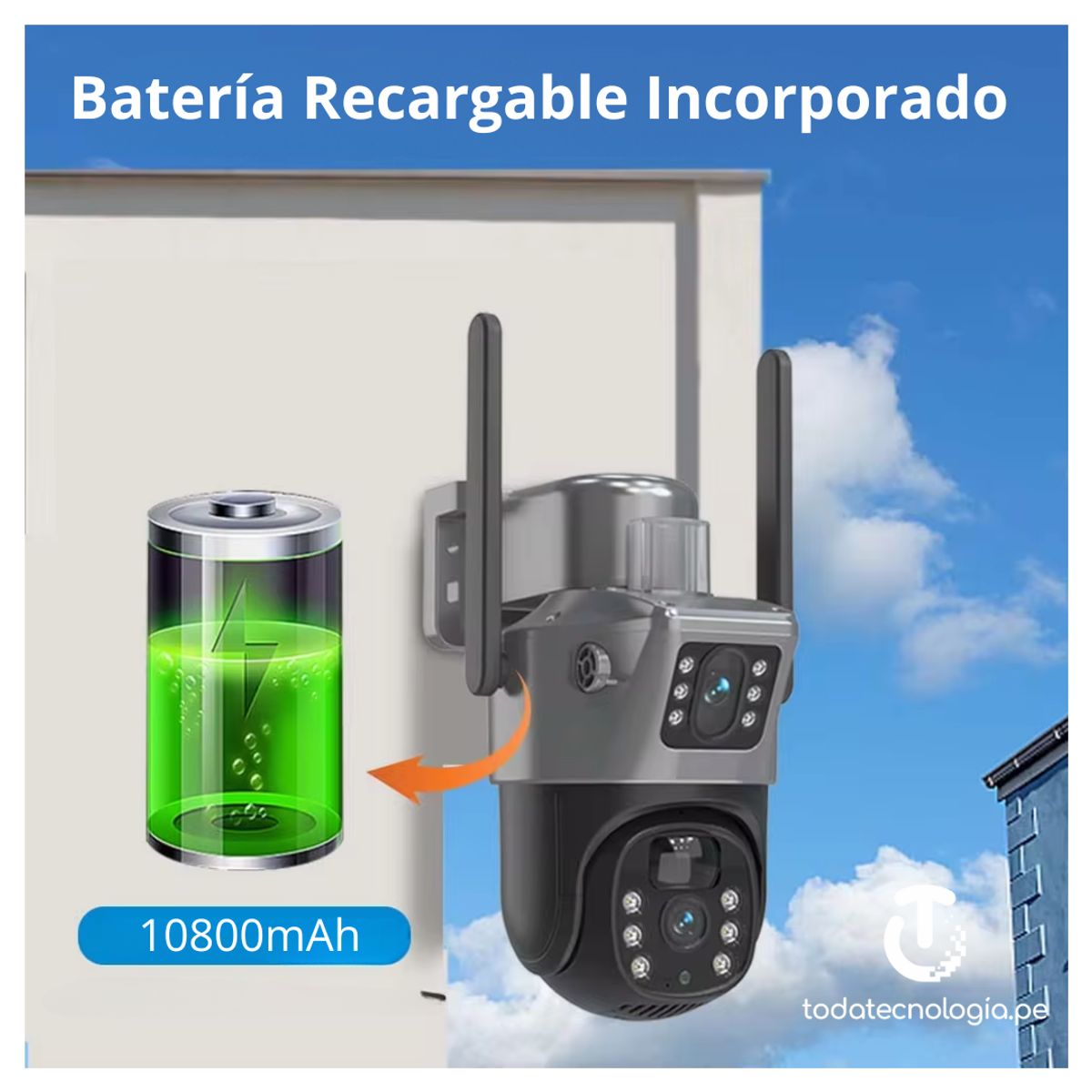 GENERICO - Cámara Seguridad IP con Panel Solar 4K de 8 MP doble lente, WiFi, inalámbrica