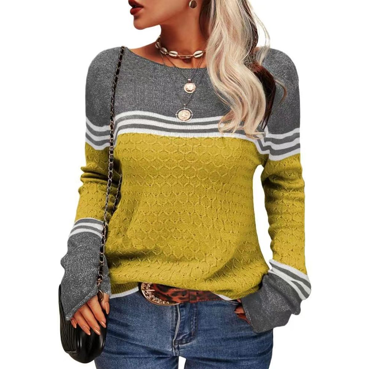 TIOZONEY - Sweater Cuello Redondo Mujer