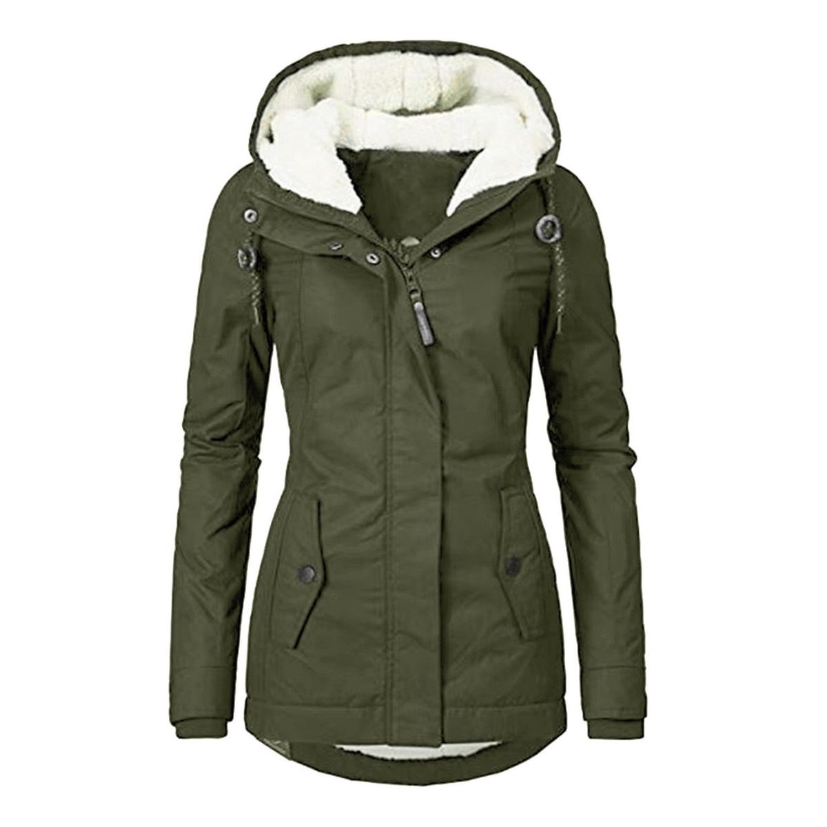 TIOZONEY - Abrigo con capucha de Algodón para mujer - Verde