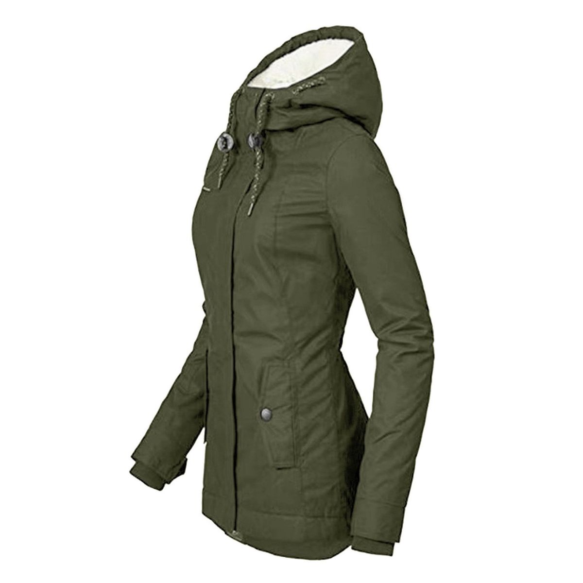TIOZONEY - Abrigo con capucha de Algodón para mujer - Verde