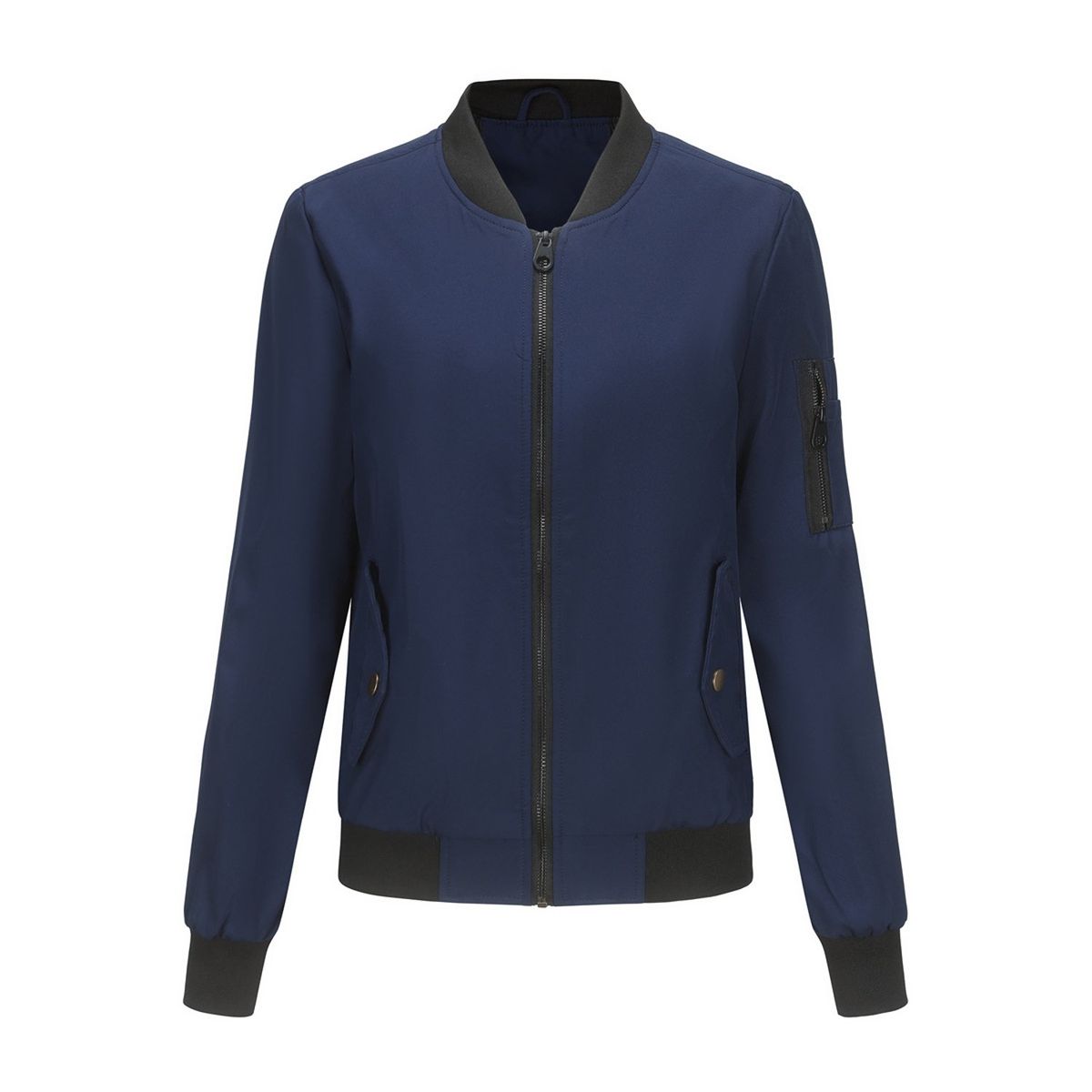 TIOZONEY - Chaqueta de manga larga con cierre para mujer - Azul