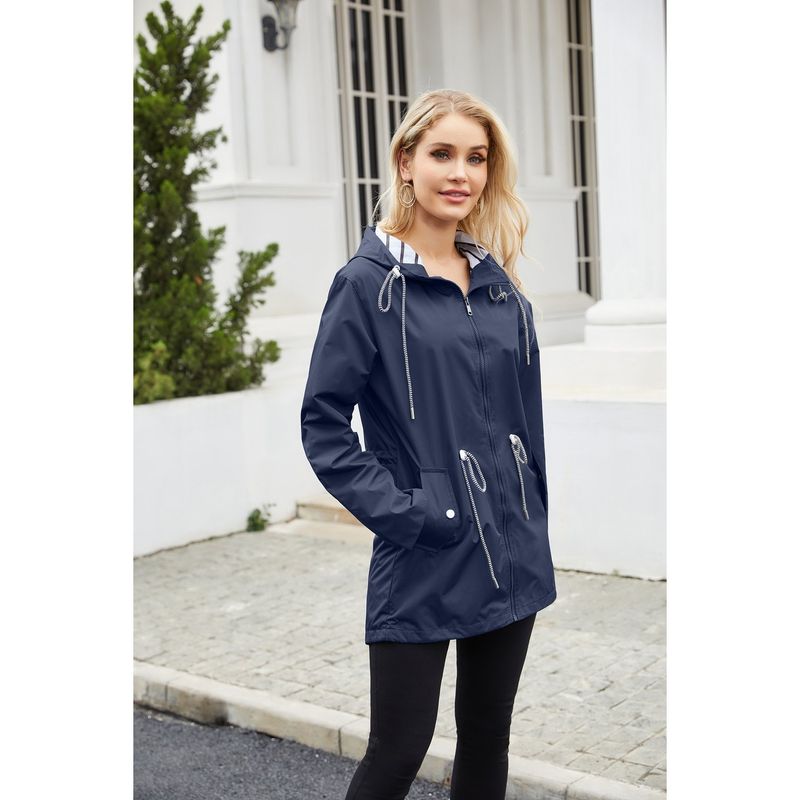 Cortavientos impermeable con gorro para mujer Azul TIOZONEY