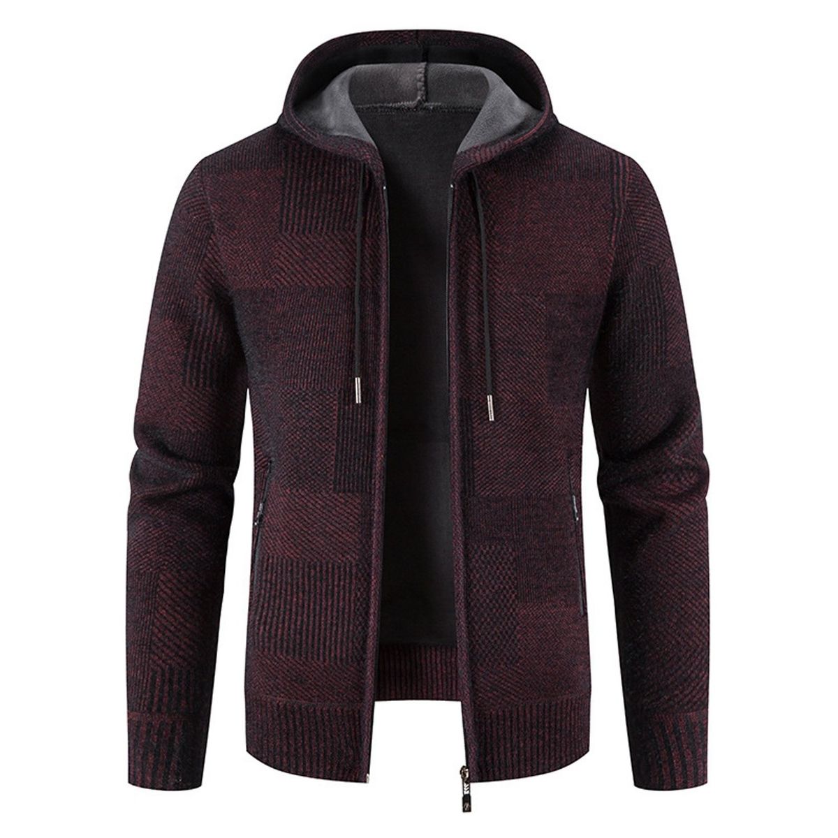TIOZONEY - Chaqueta con capucha de punto grueso para hombre