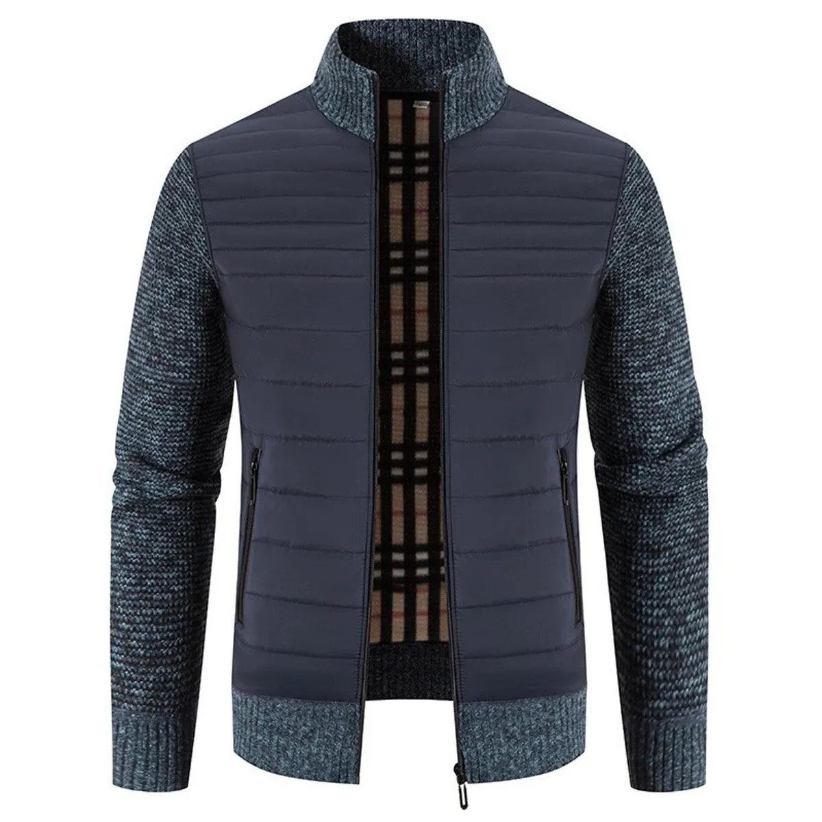 TIOZONEY - Chaqueta con cremallera y cuello para hombre