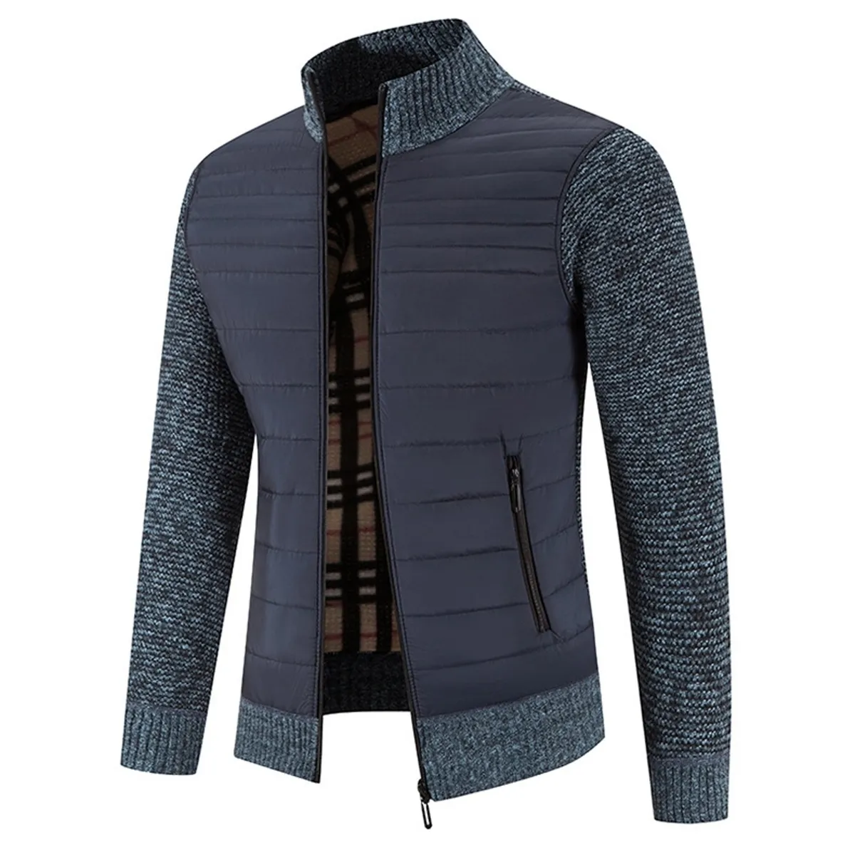 TIOZONEY - Chaqueta con cremallera y cuello para hombre