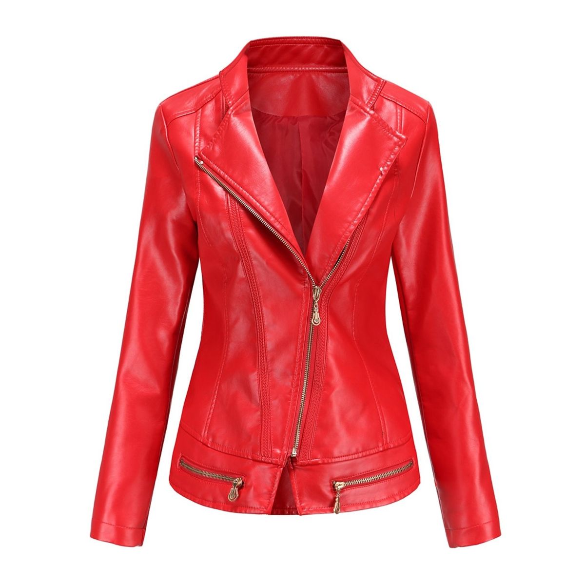 TIOZONEY - Chaqueta de PU  PU  para mujer - Rojo