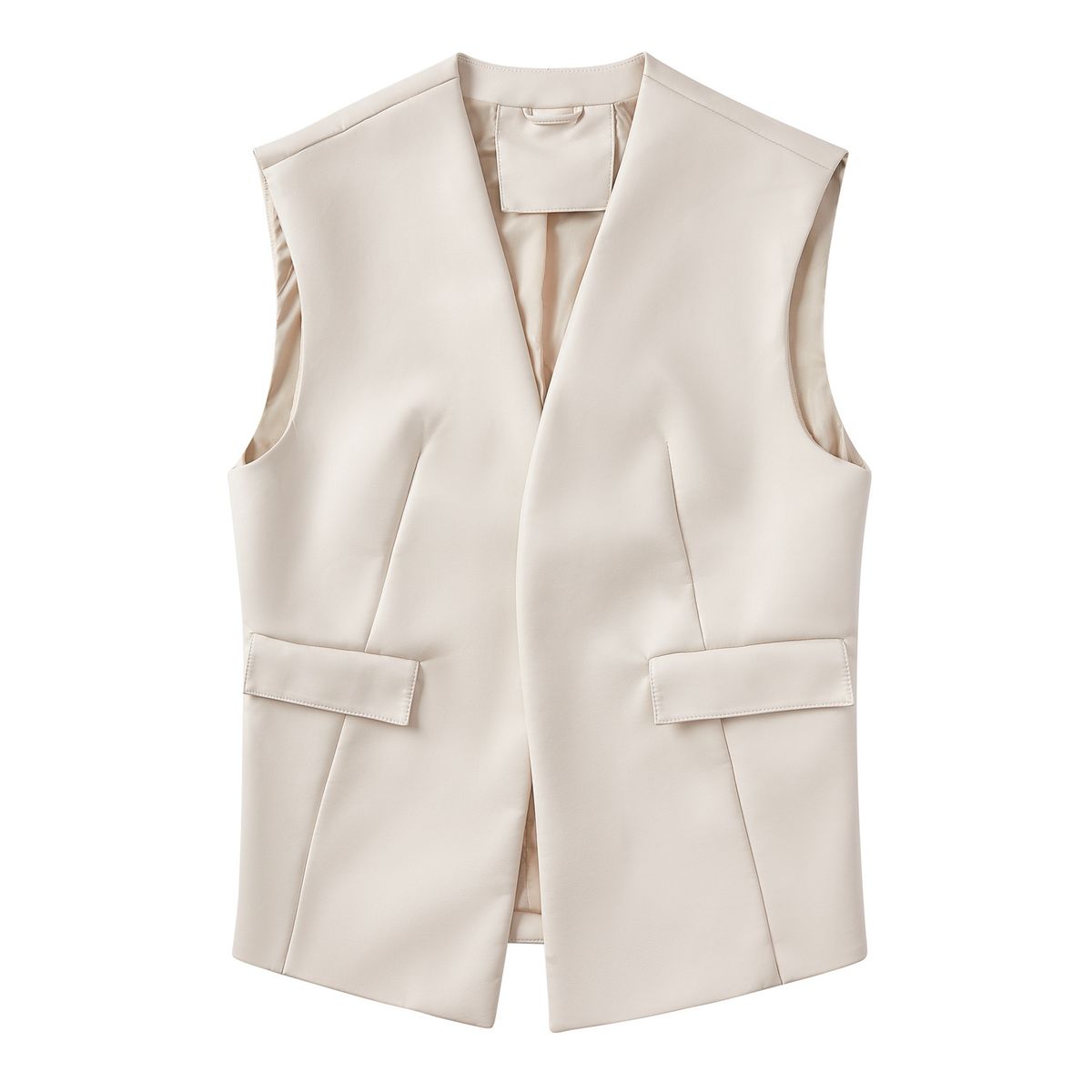 TIOZONEY - Gillet de PU para mujer - Blanco