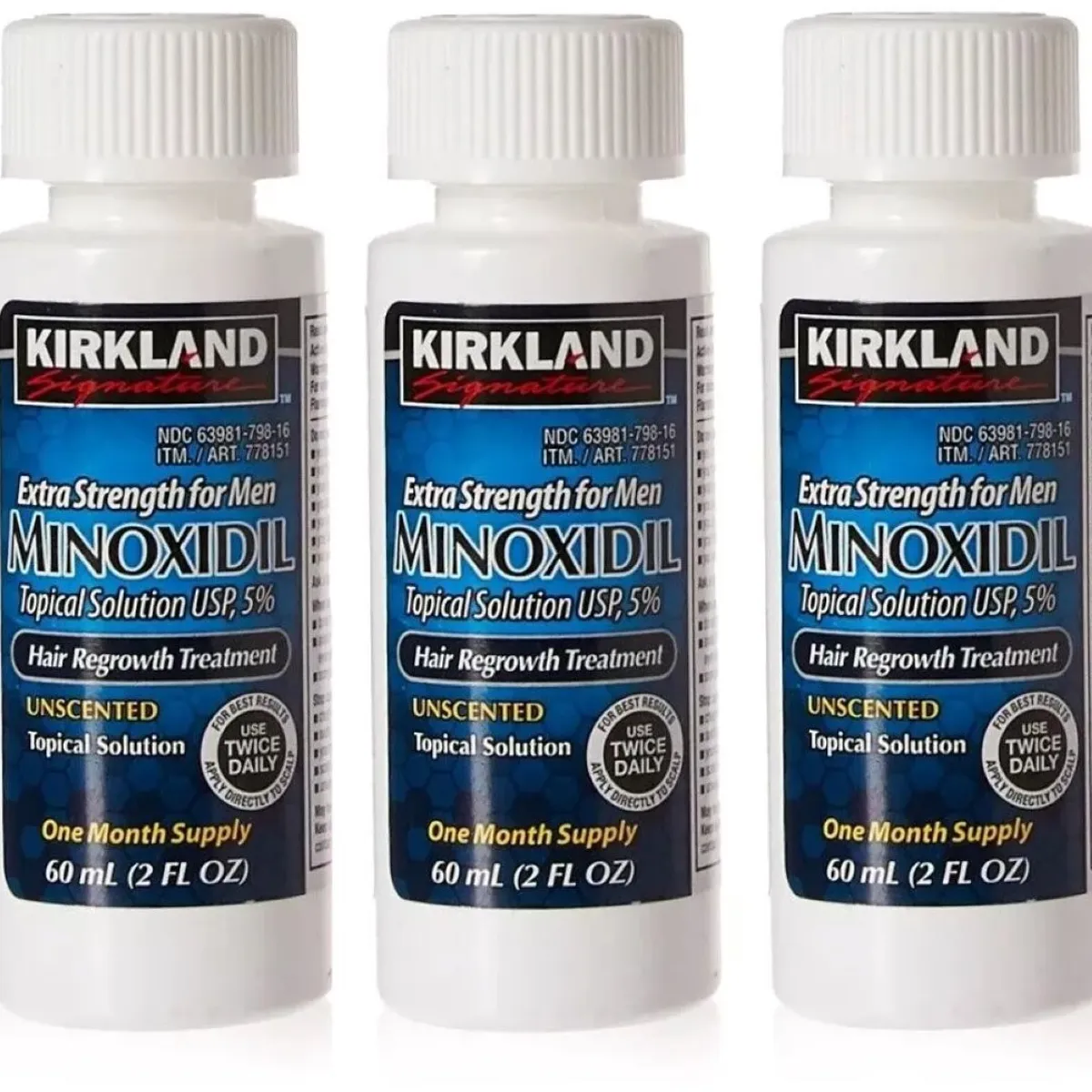 KIRKLAND - Minoxidil Kirkland Liquido pack 3 unidades + GOTERO ORIGINAL