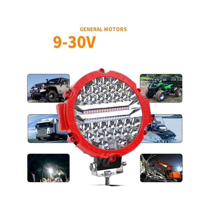 GENERICO - FAROS NEBLINEROS LED  BLANCO  7 PULGADAS - CARCASA ROJA