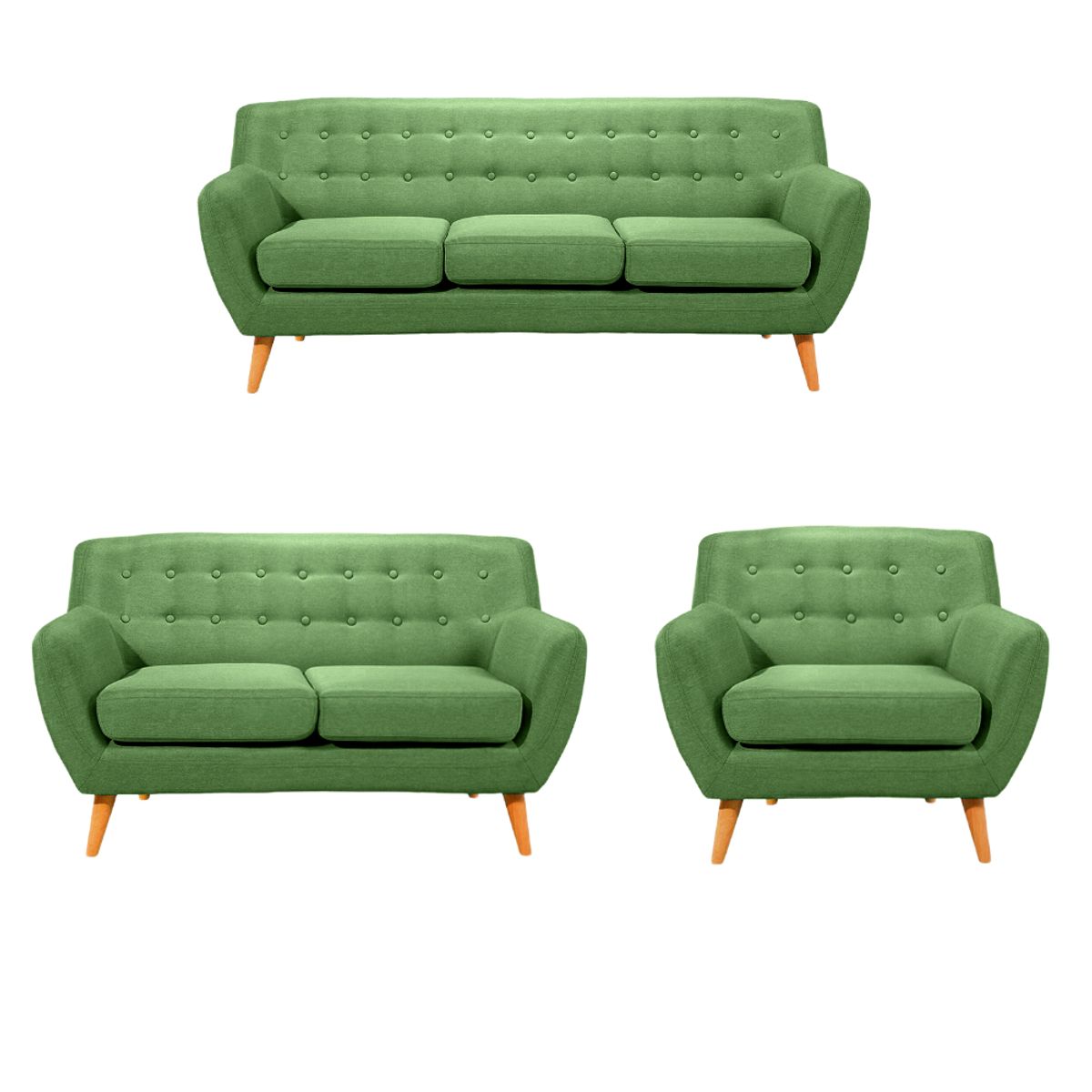 HOGAR & SPACIOS - HYS SALA 3 2 1 ZACK VINTAGE VERDE PALIDO