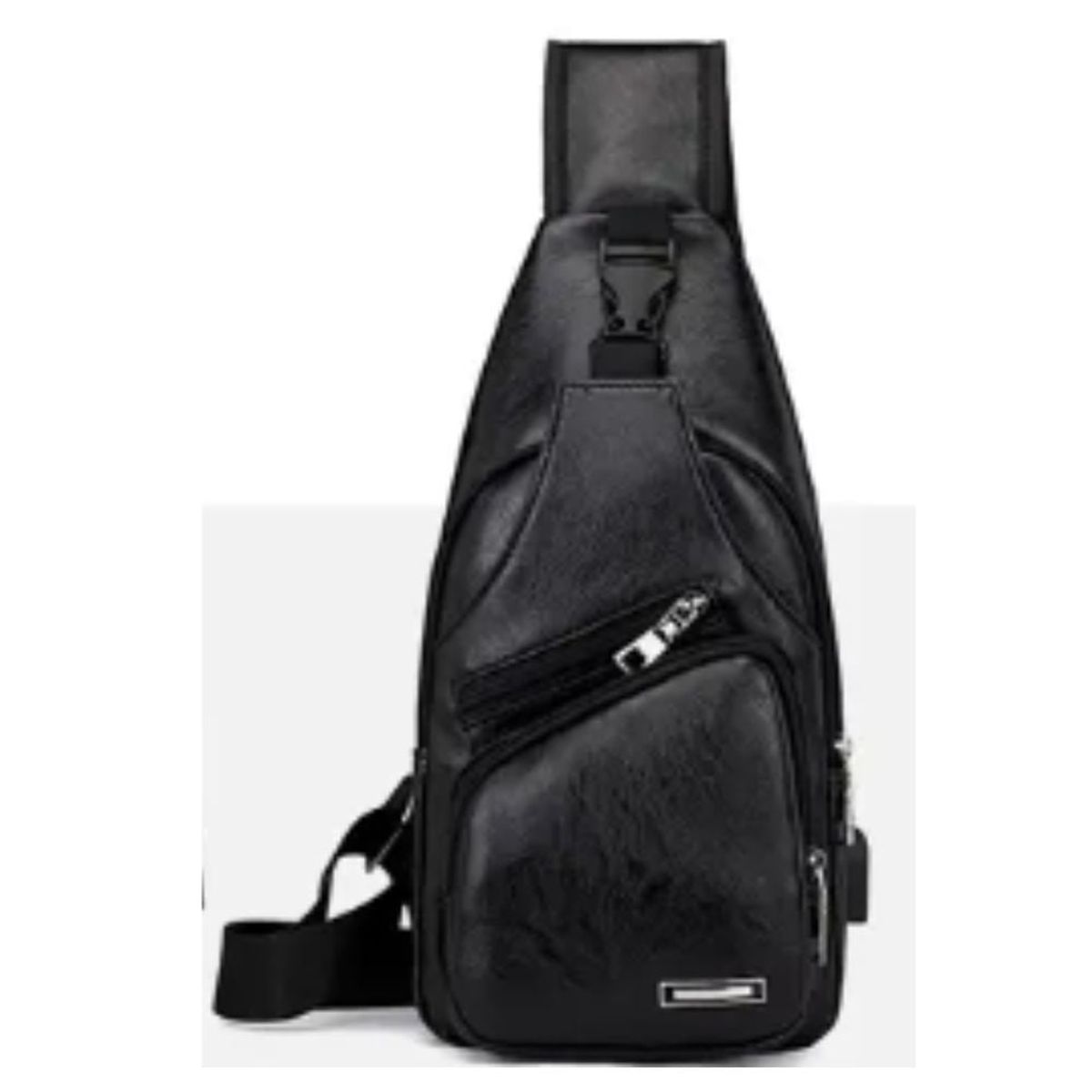 GENERICO - Mochila Bandolera de cuero PU/ USB/ Pechera  para hombre celular