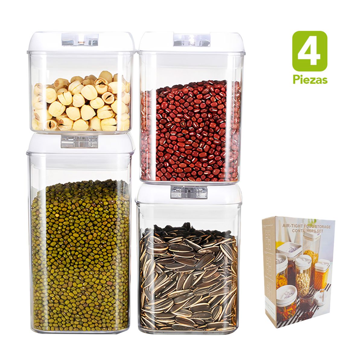 KELLER - Set de 4 Contenedores Herméticos Táper Antiderrame de Cocina BL F11