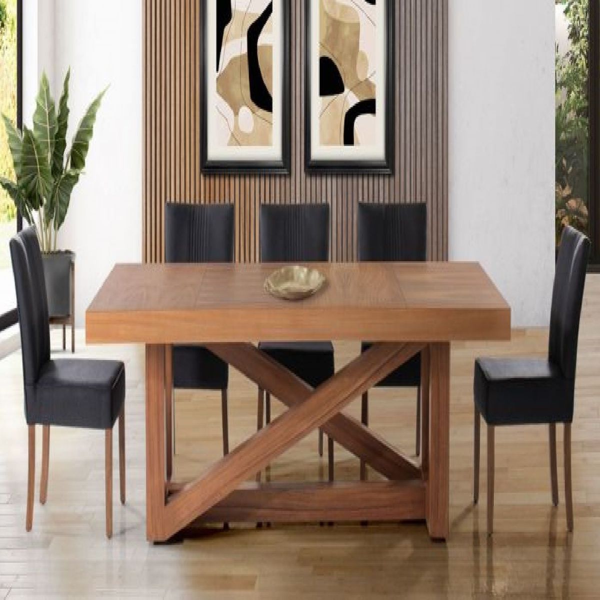 DMUEBLES - Comedor Dmuebles 6 sillas Ravello - Negro/Nogal