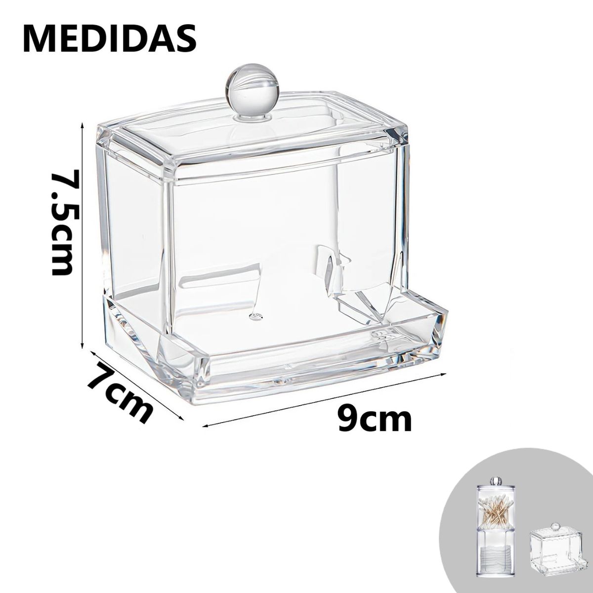 GENERICO - Kit 2 Organizadores Acrílicos para hisopos y algodón