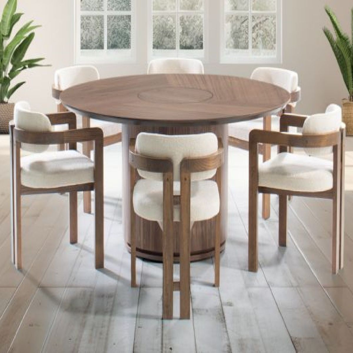 DMUEBLES - Comedor Dmuebles 6 sillas Pad - Blanco/Nogal