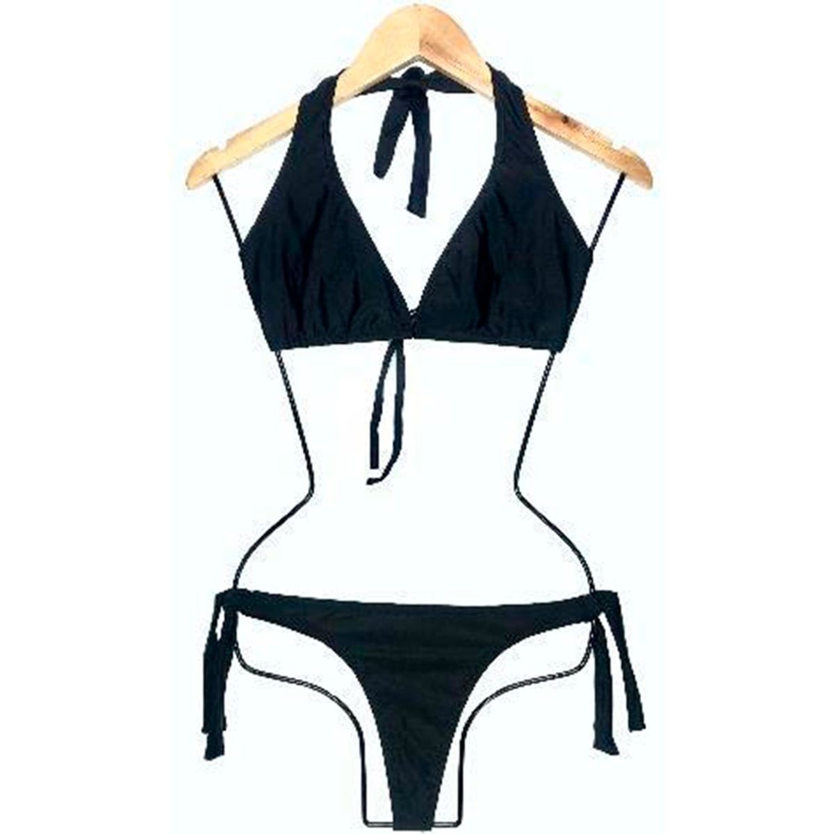 GENERICO - Bikini Licra UV Semihilo Clasico Negro GL-18