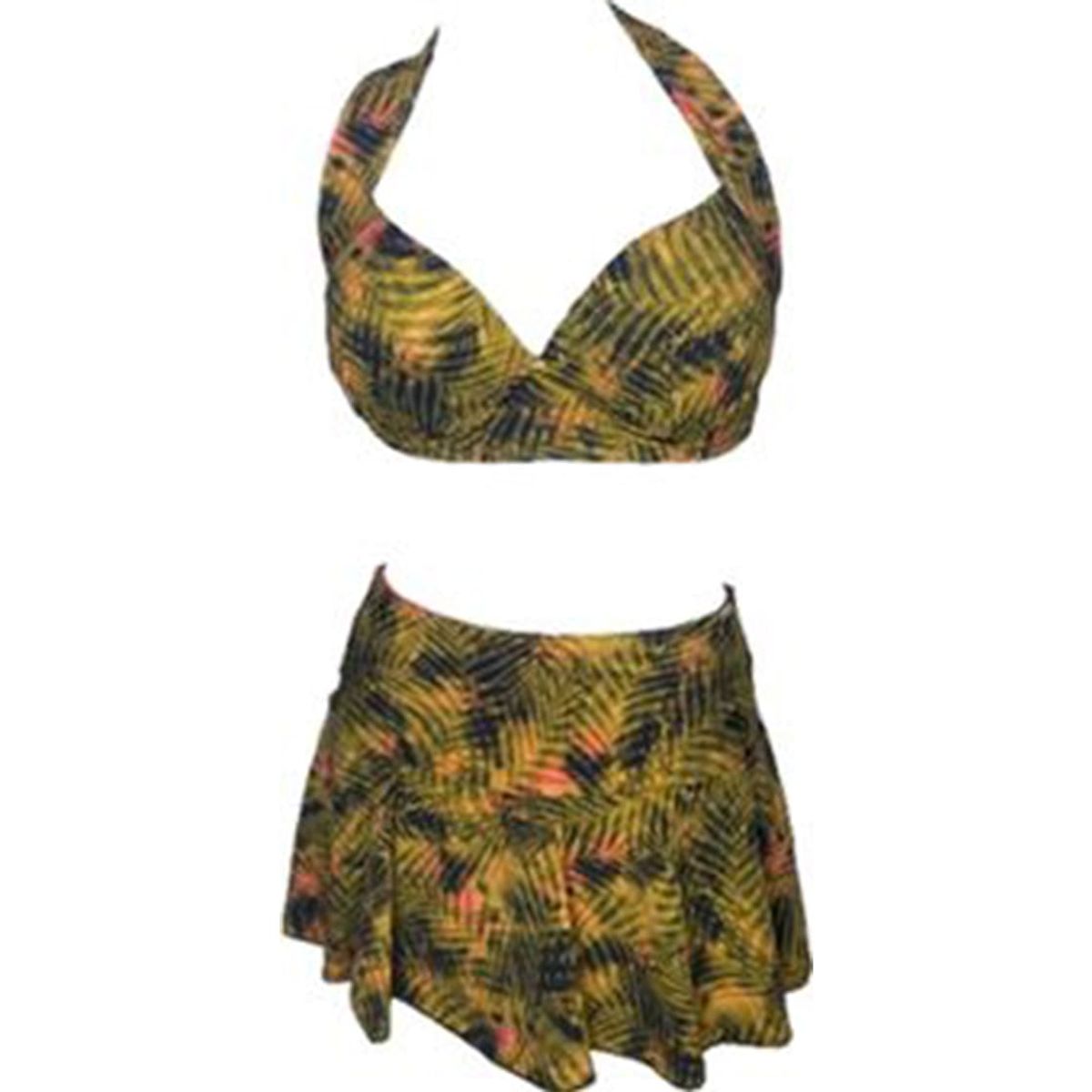 GENERICO - Bikini Licra UV Top Copa Con Falda Dian Fossey Amarillo GL-52