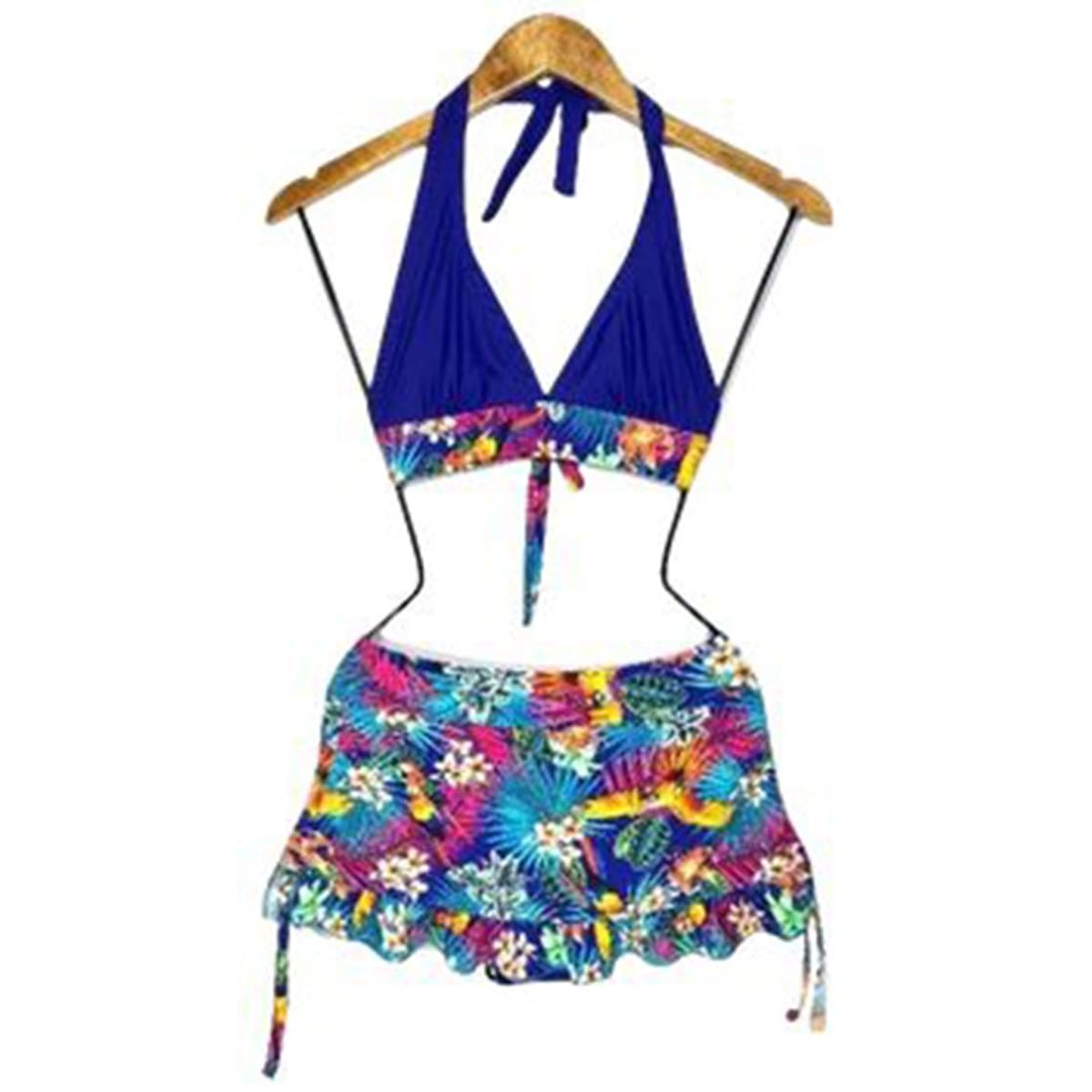 GENERICO - Bikini Licra UV Top Falda Clara Campoamor Azulino GL-30