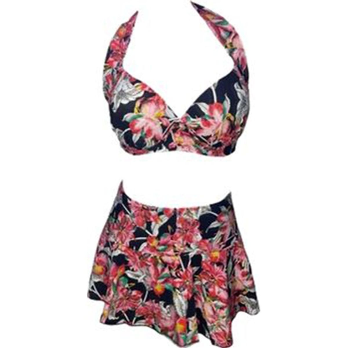 GENERICO - Bikini Licra UV Top Copa Con Falda Dian Fossey Rojo GL-52